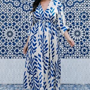 Baltic Born Málaga Midi Dress | Cobalt Print Size LL